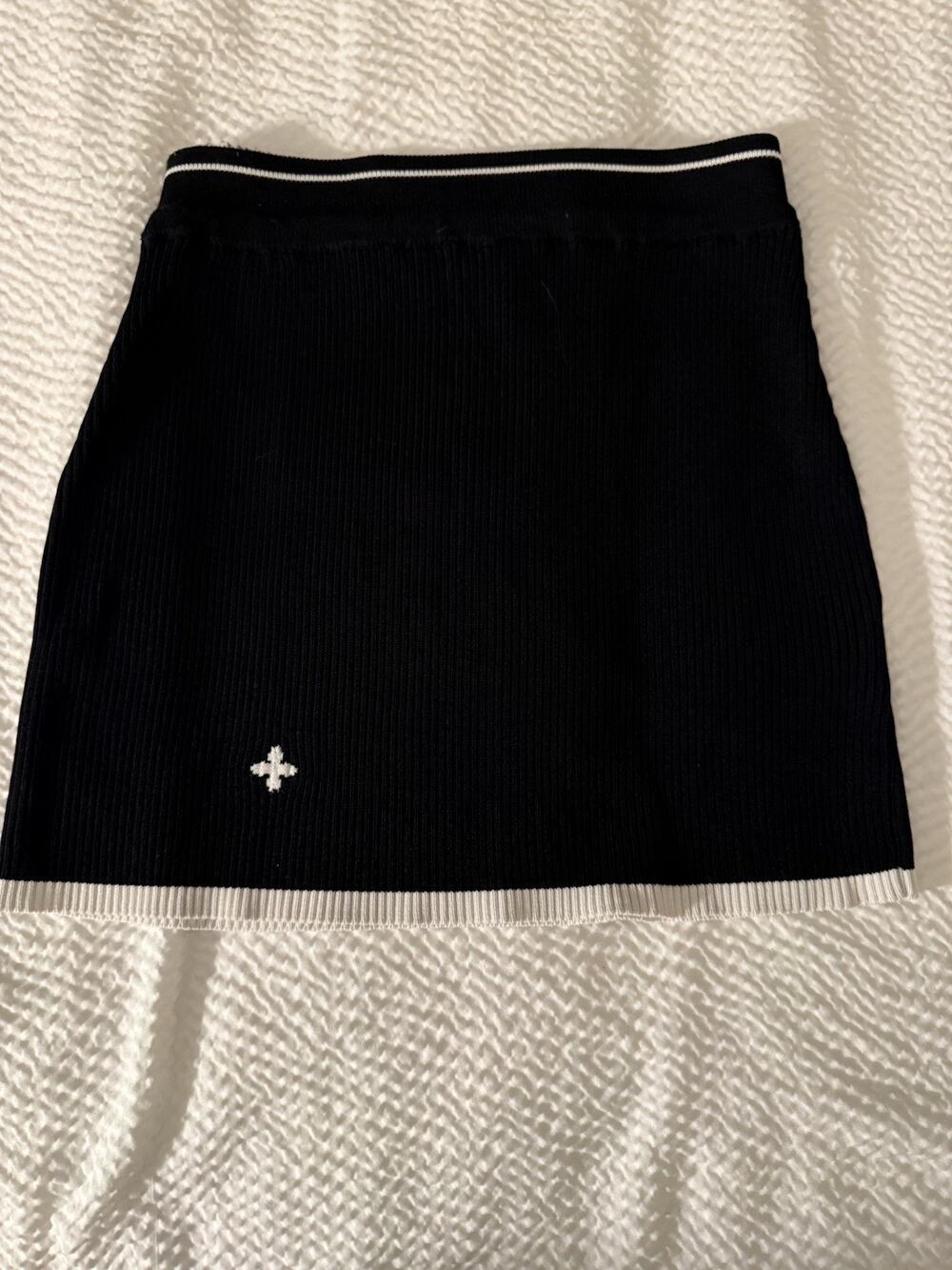 Smfk Black White Logo Knit Mini Skirt M
